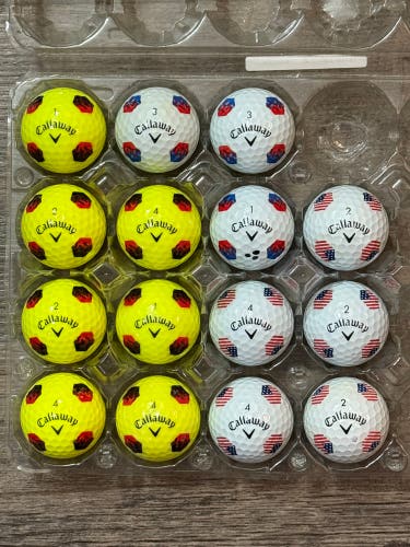 15 Callaway Chrome Soft Golf Balls with TruTrack Design (Some Yellow) - 5A/4A