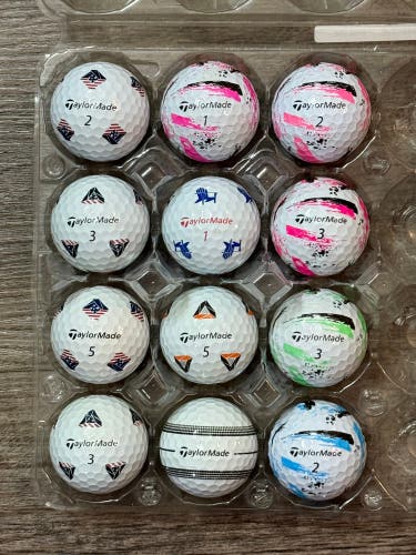 12 TaylorMade TP5 with Pix Design + TaylorMade SpeedSoft Ink Golf Balls - 5A