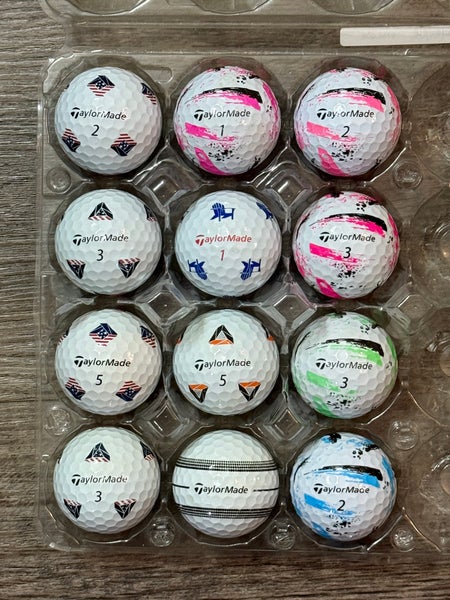 12 TaylorMade TP5 with Pix Design + TaylorMade SpeedSoft Ink Golf Balls - 5A