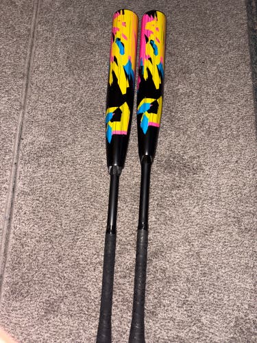 2023 DeMarini Zoa Glitch 32 (-5) and (-8) HR derby / showcase bats combo w/ 2 new lizard skins