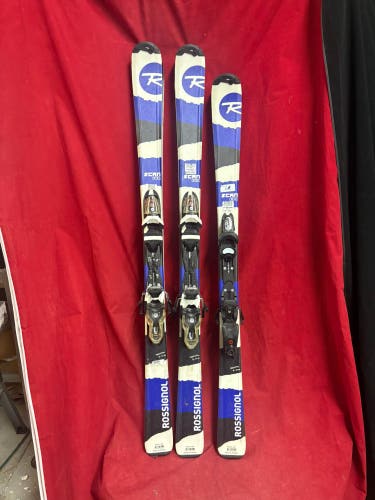 Bundled packages: two Rossignol 140 cm and one 130 Rossignol Skis With Bindings. Three sets poles