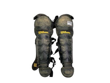 Used Wilson BLACK SHIN GUARDS Catchers Leg Guards Black Adult 11347-S000260855