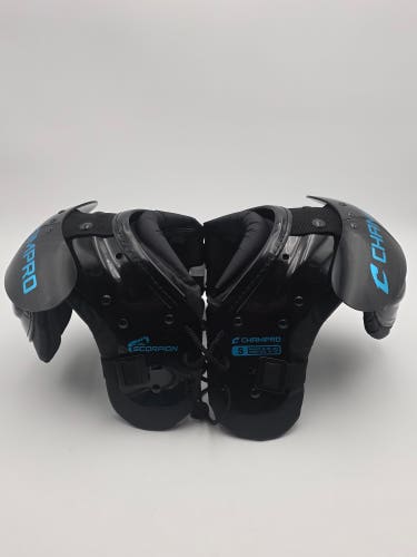 Champro Youth Scorpion Football Shoulder Pad Small 60-90 lbs Black/Blue (FSP5) Light used