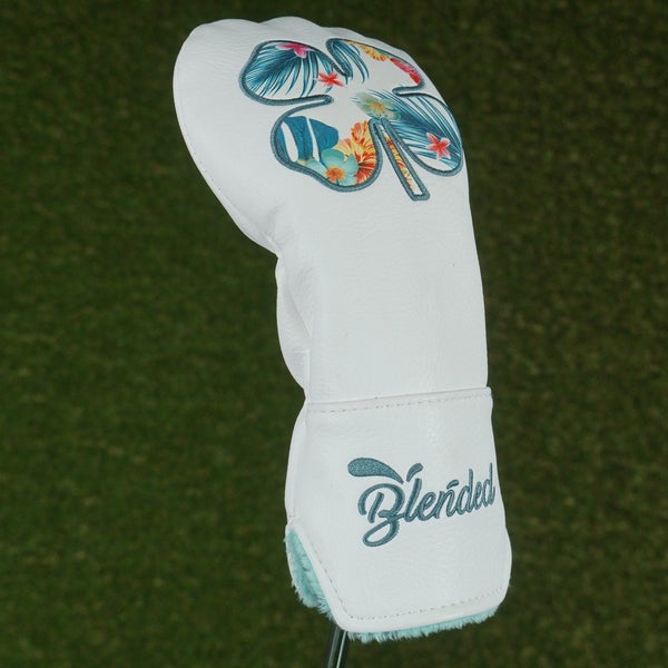 BLENDED LUCKY LEI FAIRWAY WOOD HEADCOVER WHITE / BLUE CHANGEABLE #'S ~ LOOK!!