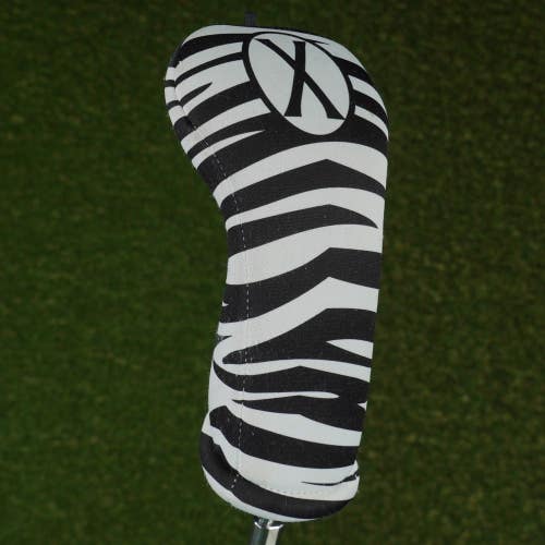 BEEJOS FAIRWAY WOOD HEADCOVER "X" ZEBRA PRINT WHITE / BLACK ~ LOOK!!