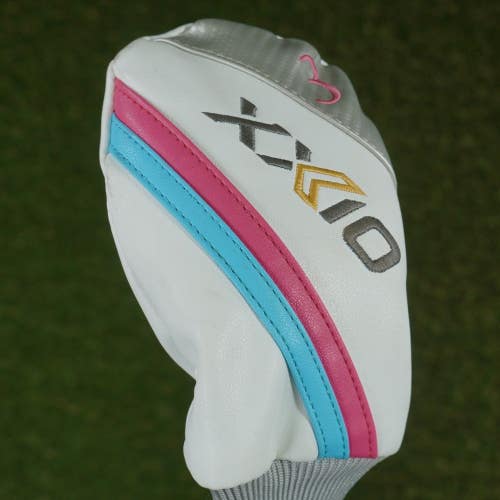 XX10 3 FAIRWAY WOOD HEADCOVER 3W WOMEN'S LADIES SOCK WHITE / GRAY / PINK ~ LOOK!