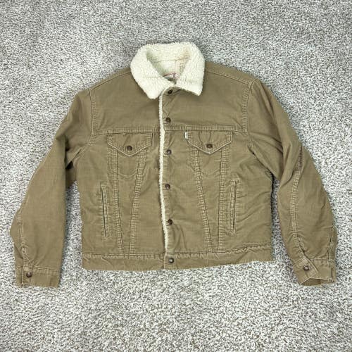 Vintage Levis Jacket Mens 44 Brown Corduroy Sherpa Lined Trucker Made USA 80s