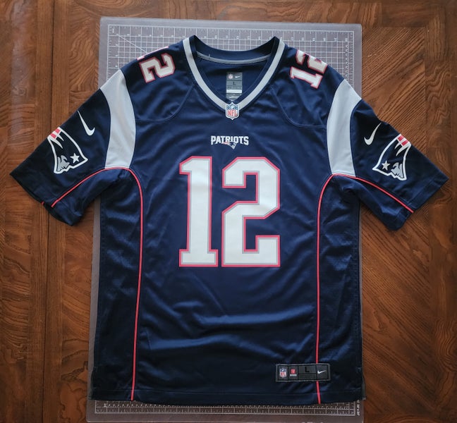 Tom Brady #12 New England Patriots Nike ON FIELD Blue Large Men's Nike Jersey (Used)