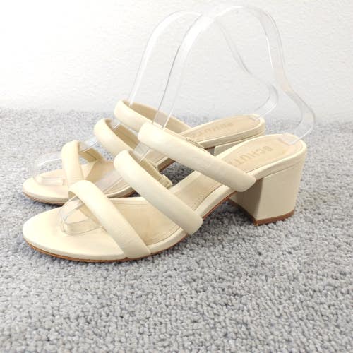 Schutz Olly Open Toe Sandals Womens 6.5 Shoes Leather Slip On Padded Strap Heel