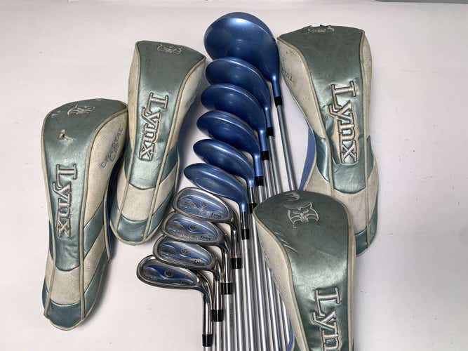 Lynx Crystal Cat Club Set Driver 3W 5W 7W 6H 7H 8-PW SW Ladies RH HC