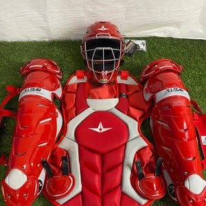 Red & Silver Adult All Star System 7 Axis Catcher's Set (New) CKCCPRO1