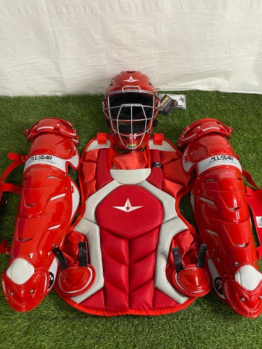 Red & Silver Adult All Star System 7 Axis Catcher's Set (New) CKCCPRO1