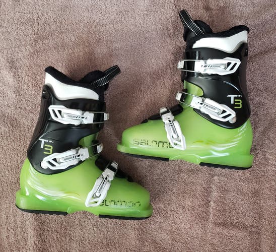 KIDS Ski Boots 22.0/SIZE 3 YOUTH SALOMON T-3 *USED* WASHED