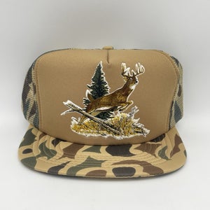 Vintage Camouflage Deer Hunting Snapback Trucker Hat Cap Buck - NEW OLD STOCK