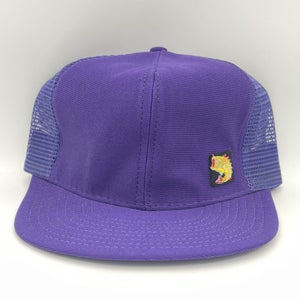 Vintage Bass Fishing Purple Trucker Mesh Patch Snapback Hat Cap - NEW OLD STOCK
