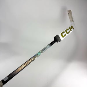 Used White/Gold CCM XF Pro Goalie Stick | 26" Paddle Custom Heel Curve | J740