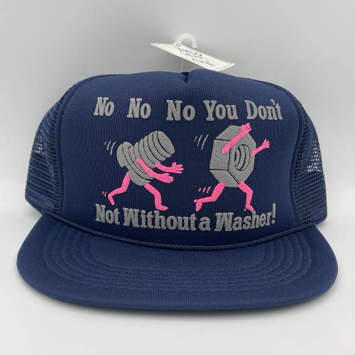Vintage Nut Bolt Washer Mechanic Funny Dad Joke Snapback Trucker Hat - NOS