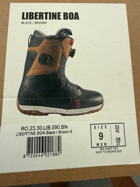 Men's Size M 9.0 (W 10.0) Rome Libertine Hybrid BOA Snowboard Boots Medium Flex (New)