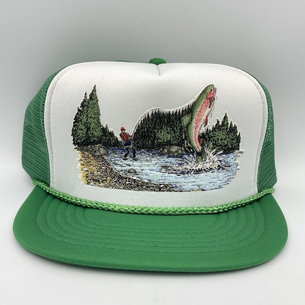 Vintage Trout Fishing Fisherman Angler Snapback Trucker Hat Cap - NEW OLD STOCK