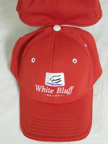 White Bluff Resort Fitted Hat (Red, S/M) Ivory Golf FlexFit Cap New
