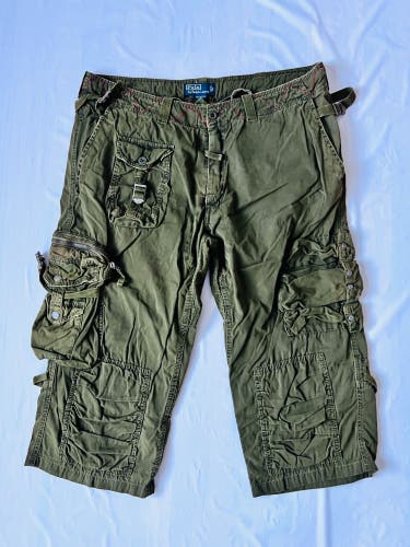 VTG Polo Ralph Lauren Gellar cargo shorts in olive or military green relaxed fit