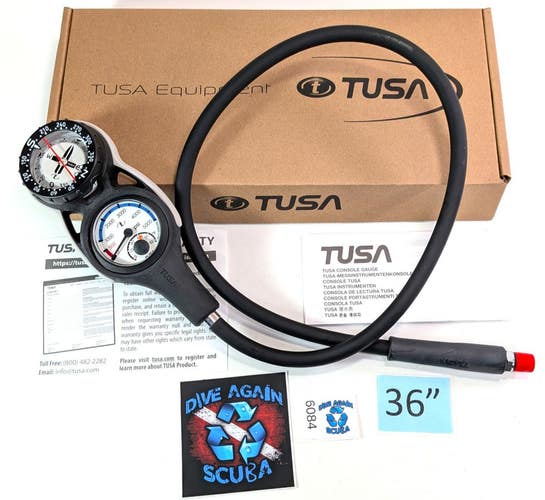 TUSA Compass / Pressure Analog Scuba Diving 2 Gauge Console, 36" Hose (SCA-270U)