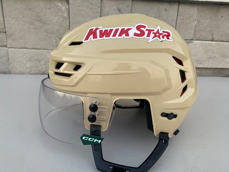 CCM Tacks 710 Pro Stock Hockey Helmet Wheat Beige Medium Visor Combo 9789