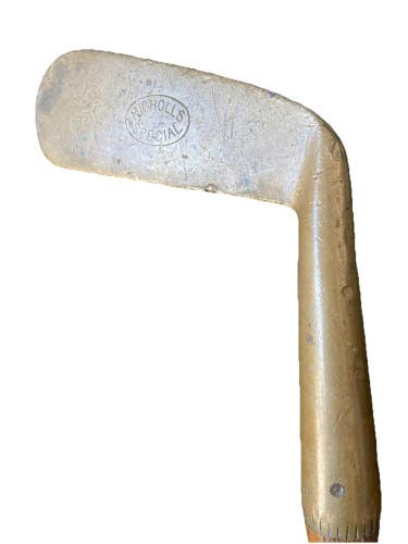 Nicholls Special Hickory Shaft Blade Putter 35" Leather Grip RH Vintage Club
