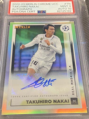 Takuhiro Nakai PSA Mint 9 Auto 10 Topps Merlin Chrome UCC Autographs 2022-23