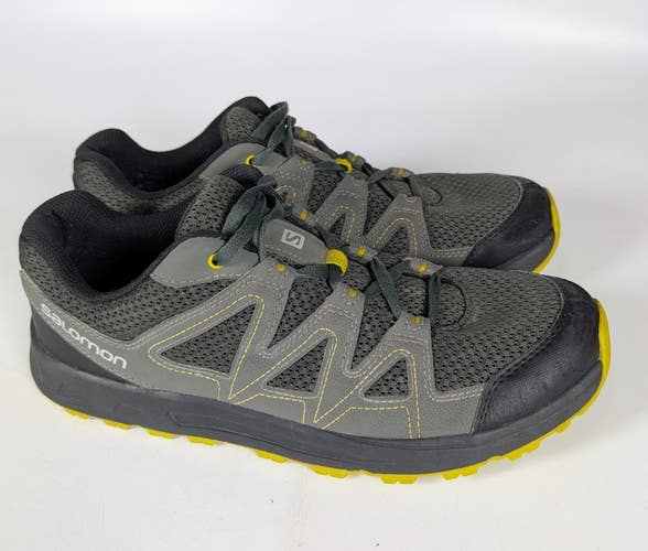 Salomon Blackstonia Mens 9.5 Hiking Shoes Gray Yellow Trail Running Sneakers