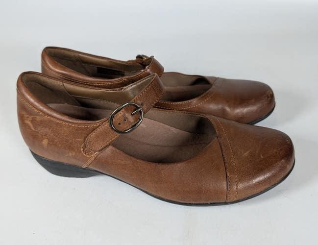 Dansko Fawna Brown Calf Leather Mary Jane Wedge Heel Comfort Size: 39 / 8.5