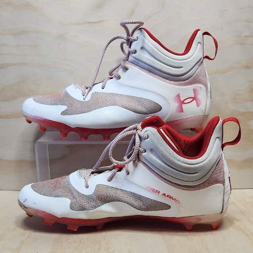 Under Armour Command Lacrosse Cleats Men 13 Red White Athletic Shoes