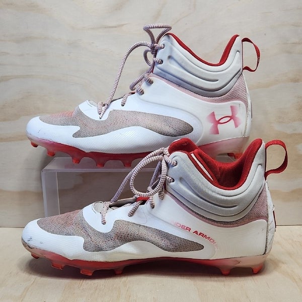 Under Armour Command Lacrosse Cleats Men 13 Red White Athletic Shoes