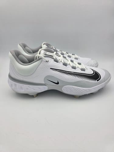 Nike Alpha Huarache Elite 4 Low 'White Black Wolf Grey' Baseball Cleats Men's Size 13