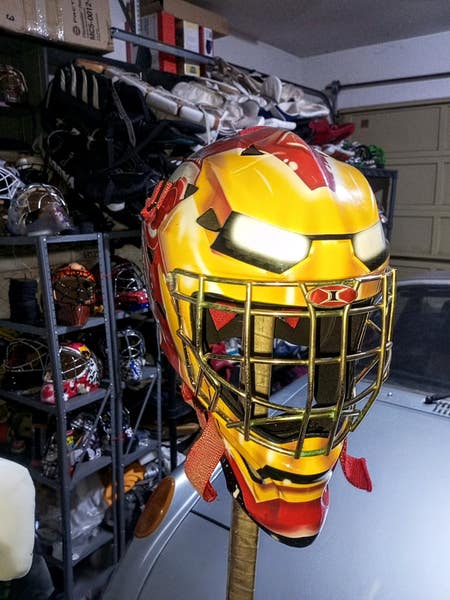 iron man goalie helmet IRON MAN!!! SENIOR ITECH GOALIE MASK | SidelineSwap