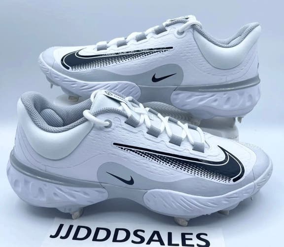 Nike Alpha Huarache Elite 4 Low FD2745-100 White Metal Baseball Cleats Men's Size 9 NEW