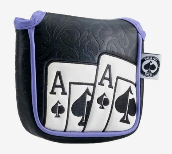 Pins & Aces Ace of Spades Mallet Putter Headcover (Black/Purple) Golf 2025 NEW