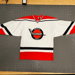 Omaha Lancers USHL White Large Men's K1 hockey Jersey (Used)