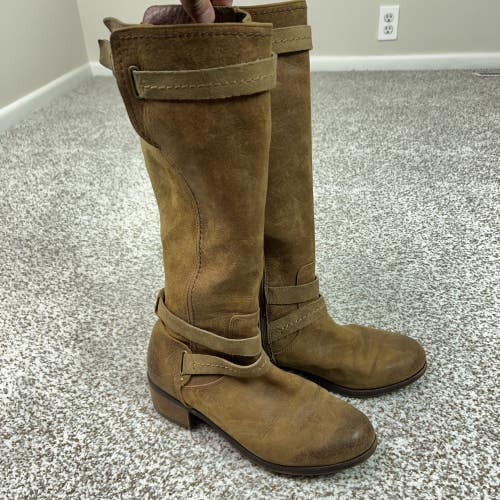 UGG Boots Womens Size 7.5 Brown Leather Tall Riding Buckle Knee High Harington