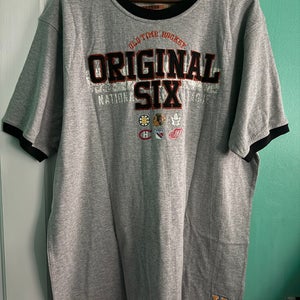 Gray XL Old Time Hockey Original Six Adult Unisex Shirt (New)