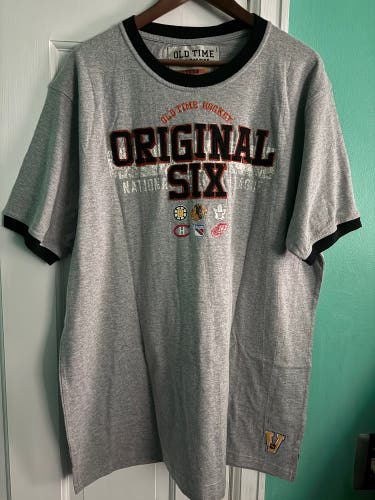 Gray XL Old Time Hockey Original Six Adult Unisex Shirt (New)