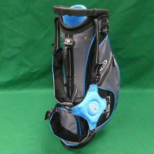 JUNIOR US Kids Ultralight UL/48 Grey/Black/Blue Golf Stand Bag w/ Raincover