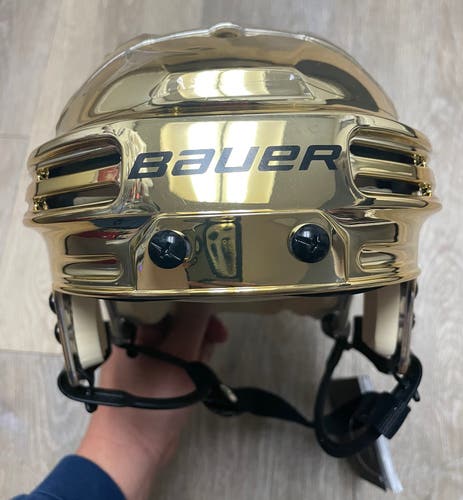 New Medium Gold Pro Stock Bauer 4500 Hockey Helmet VGK Vegas Metallic