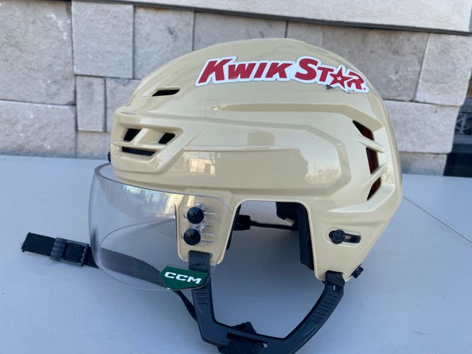 CCM Tacks 710 Pro Stock Hockey Helmet Wheat Beige Medium Visor Combo 6533