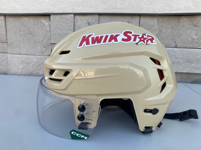 CCM Tacks 710 Pro Stock Hockey Helmet Wheat Beige Medium Visor Combo 7945