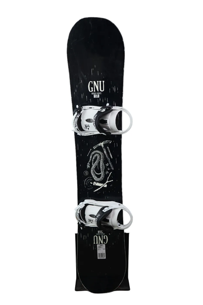 USED 2020 GNU Riders Choice Snowboard - 162W - Black/Multi - 5th Element Stealth 3 Bindings