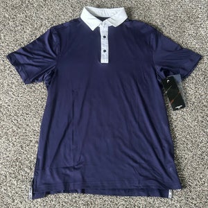Head Golf Men’s Polo Evening Blue White Collar Shirt Size Small