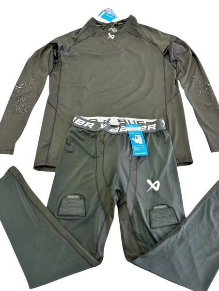 Bauer Adult Compression Jock Pants w/Cup a NeckGuard Shirt - Small