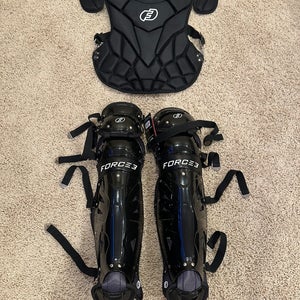 NEW Force3 Black Defenders Catcher's Gear Set