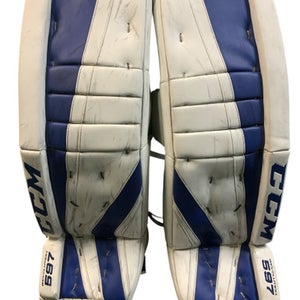 Used CCM REVOLUTION 597 34+2 Goalie Leg Pads Senior White And Royal Blue 34" 11823-S000036372